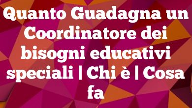 Quanto Guadagna un Coordinatore dei bisogni educativi speciali | Chi è | Cosa fa Quanto Guadagna un Coordinatore dei bisogni educativi speciali | Chi è | Cosa fa