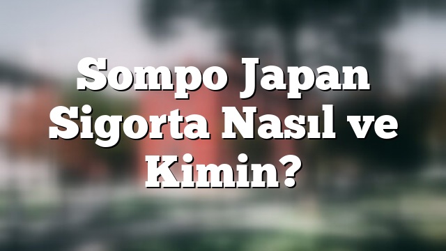 Sompo Japan Sigorta Nasıl ve Kimin?