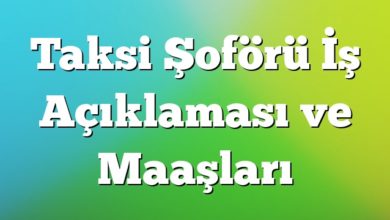 Taksi Şoförü İş Açıklaması ve Maaşları
